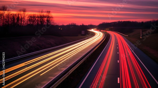 Obraz traffic on highway at night