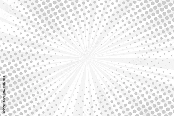 Fototapeta Vector background in comic book style with sunburst rays and halftone. Retro pop art design.