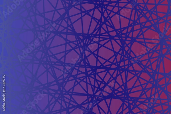 Obraz Abstract violet vector geometric background with randomly scattered intertwined blue lines	