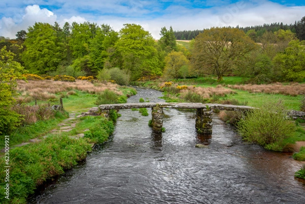 Obraz medieval clapper bridge at postbridge Dartmoor