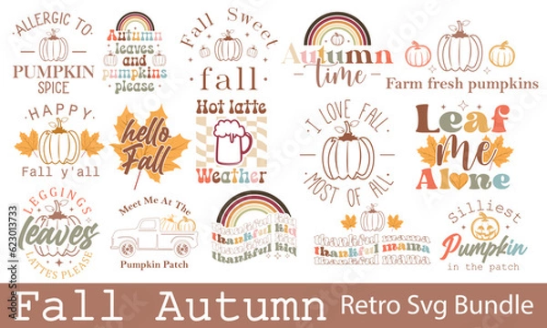 Obraz Zakończenie jesiennego Retro SVG.