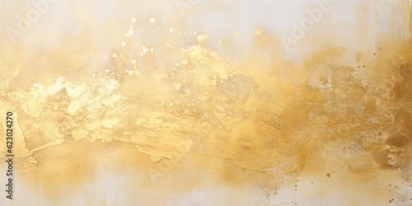 Fototapeta Gold and White texture abstract background, painting made of gold leaf on a white background, generative ai