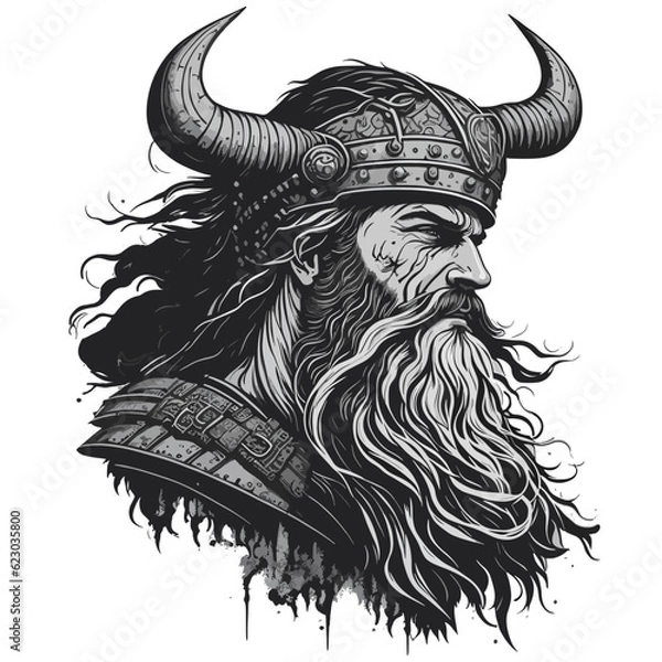 Fototapeta viking vector illustration white background, made with artificial intelligence 