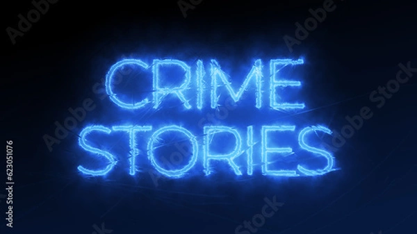 Obraz Crime Stories Typography with Blue Glow and Cracked Glas Design Concept and Copy Space