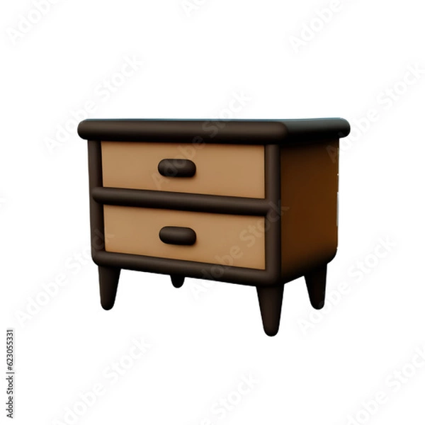 Fototapeta Wooden bedside table on white background