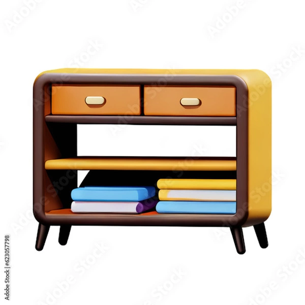 Fototapeta Modern bookshelf isolated with white background