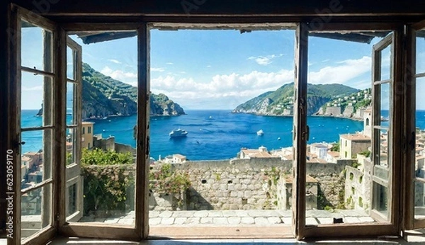 Fototapeta Exploring Porto Venere's Ancient Sea View ai generated