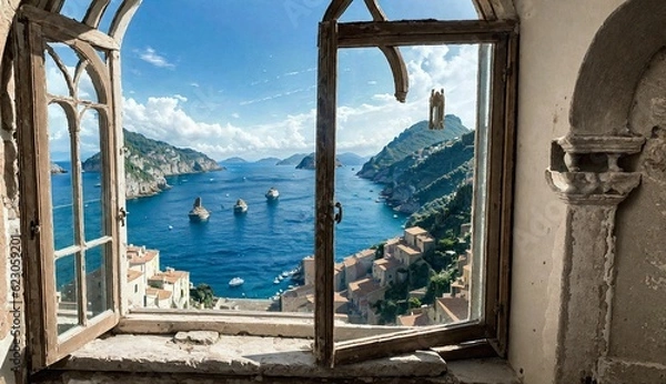 Fototapeta Exploring Porto Venere's Ancient Sea View ai generated