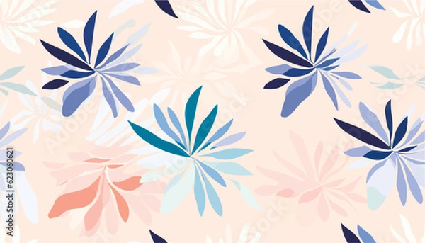 Fototapeta Minimalist floral trendy abstract pattern. Modern vector template for design. Bright pastel color palette