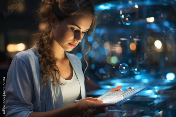 Obraz woman nurse  using tablet computer
