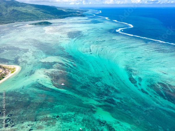 Obraz Incredible view of the ocean in Mauritius. Picture taken from drone