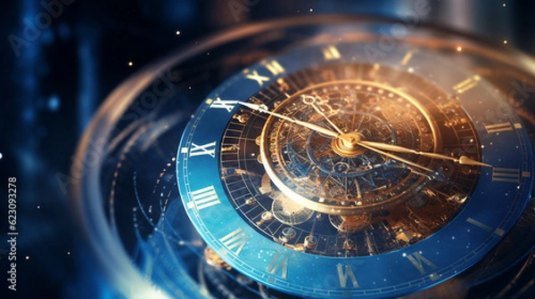 Fototapeta Quantum physics technology background, time and date passing