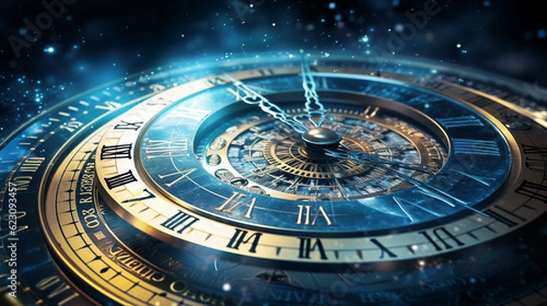 Fototapeta Quantum physics technology background, time and date passing