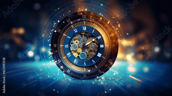 Fototapeta Quantum physics technology background, time and date passing