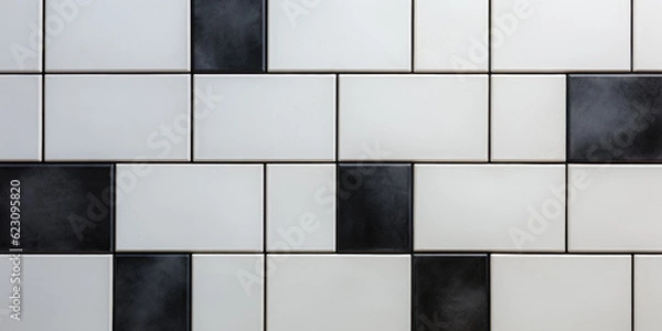Fototapeta Beautifully Randomly Laid Black And White Tile Background Created With The Help Of Artificial Intelligence