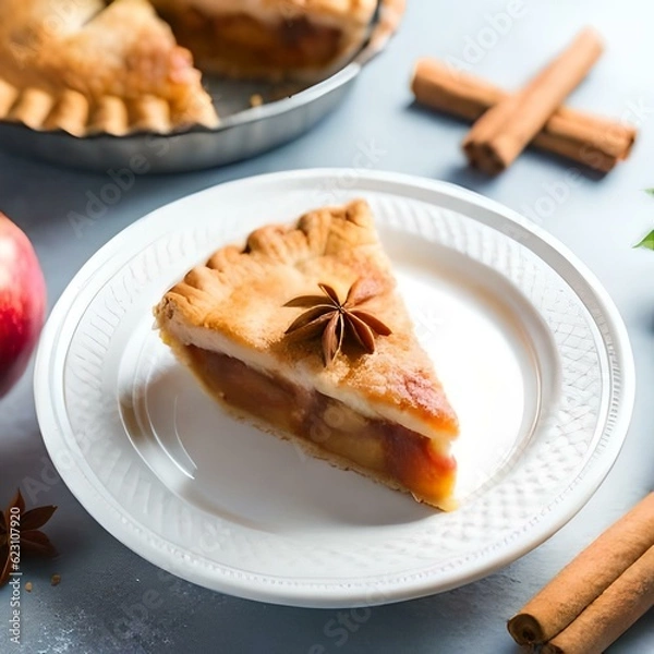 Fototapeta Apple pie on a neutral background created and generated by AI