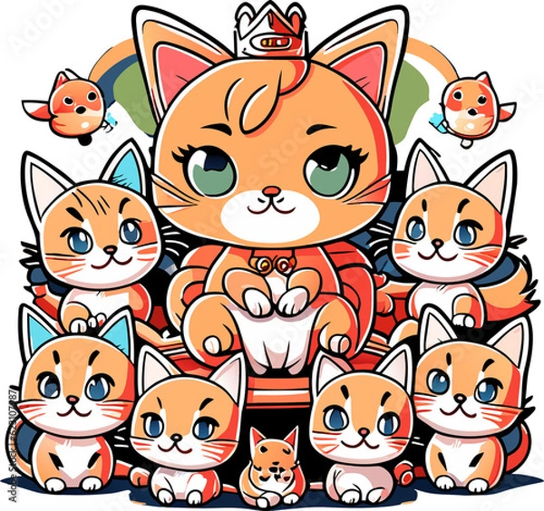 Obraz Set of cats. AI Generated