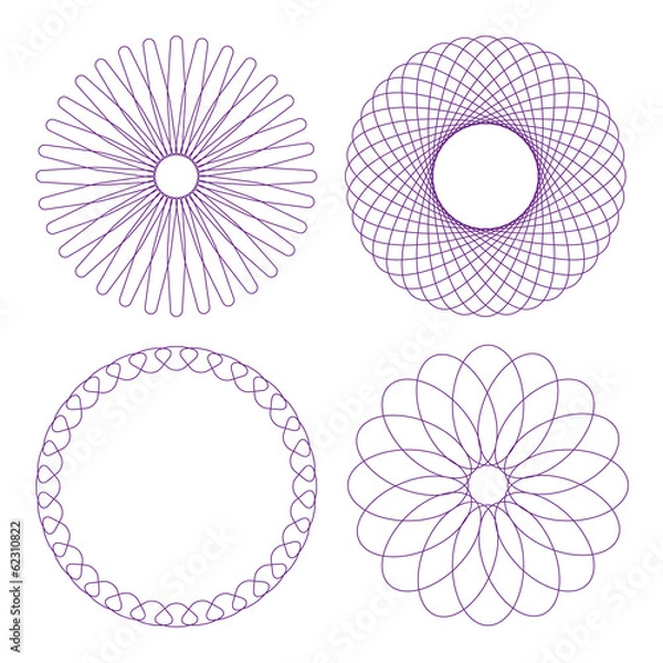 Obraz Vector guilloche rosettes collection. Diploma design elements.