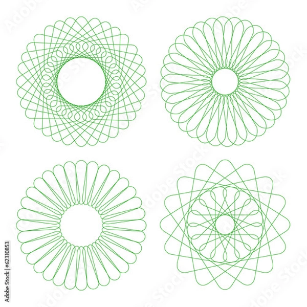 Obraz Vector guilloche rosettes collection. Diploma design elements.