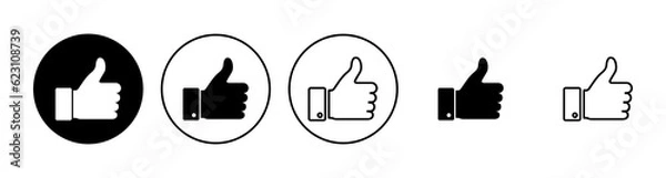 Fototapeta Thumbs up icon set. Hand like. Like icon vector.
