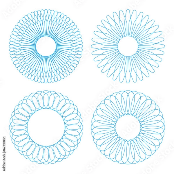 Obraz Vector guilloche rosettes collection. Diploma design elements.