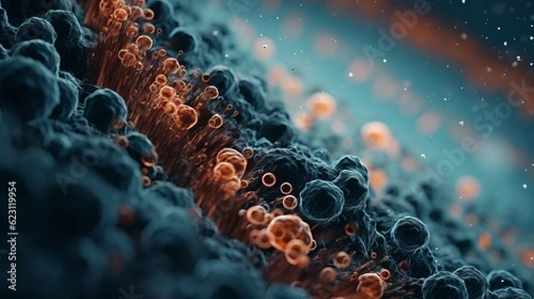 Fototapeta Intricate Microscale World of Coded Particles, Illuminated by the Heat and Energy of Burning Motion