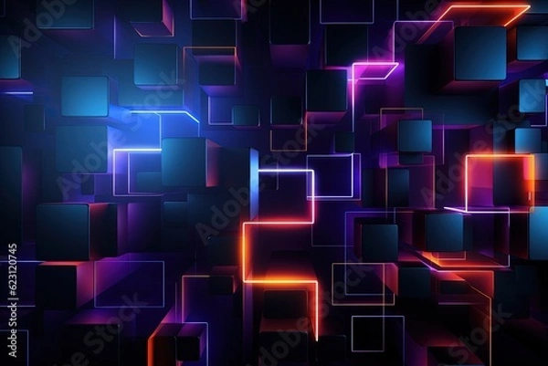 Fototapeta abstract futuristic background with pink blue glowing neon moving high speed wave lines and bokeh lights. Data transfer concept Fantastic wallpaper,