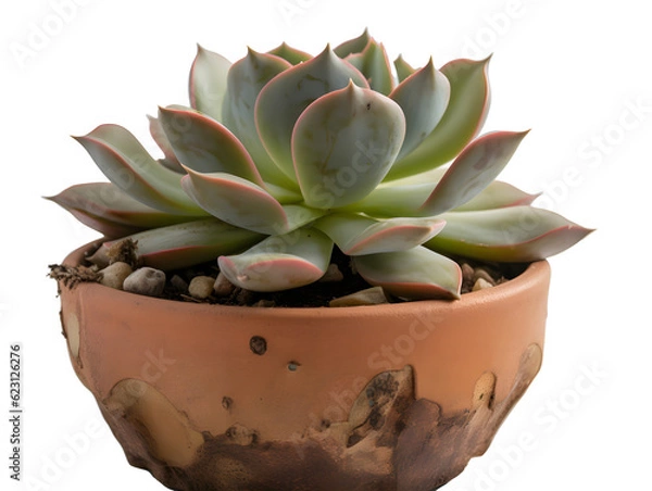 Obraz 白背景に置かれた多肉植物の美しさ No.013 | The Beauty of a Potted Succulent on a White Background Generative AI