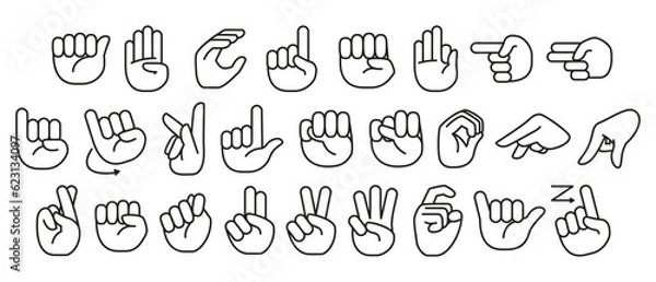 Fototapeta Vector Set Hands Set Sign Language Alphabet.