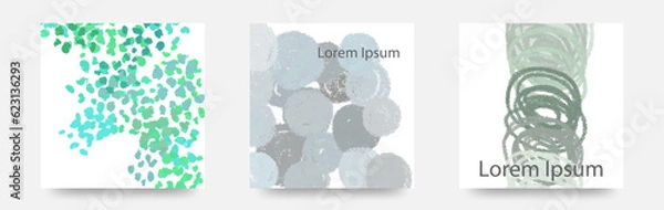 Fototapeta まる　らくがき　ぐるぐる　てんてん　クレヨンで描いたような模様カード3セット　