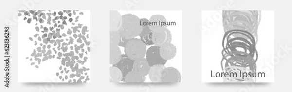 Obraz まる　らくがき　ぐるぐる　てんてん　クレヨンで描いたような模様カード3セット　