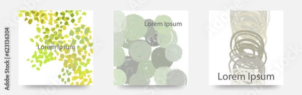 Fototapeta まる　らくがき　ぐるぐる　てんてん　クレヨンで描いたような模様カード3セット　