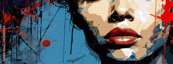 Obraz Expressive material vector banners, featuring strong, militant female faces. Harmonized with abstract backgrounds. Ample text space. Ideal for web use.