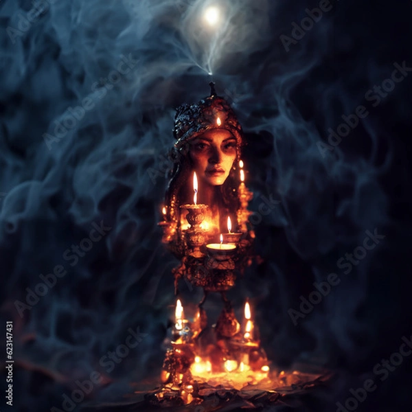 Obraz burning fire in the fireplace