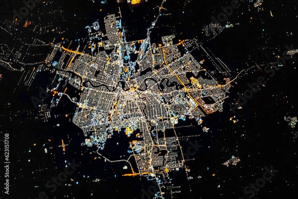 Obraz Winnipeg city at night, Canada. Digital Enhancement. Elements by NASA
