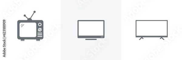 Obraz TV vector icon set.Different style of old Television to Smart TV concept and web design.Television symbol in trendy flat style isolated on white and gray background.