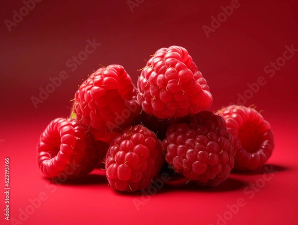 Fototapeta A pile of Raspberries Stacked Together