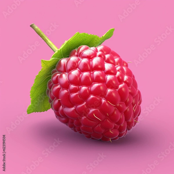 Fototapeta Highly Detailed Cartoon Style Raspberry