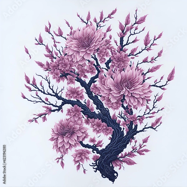 Fototapeta Blooming Reverie: Baroque Sakura Splendor!