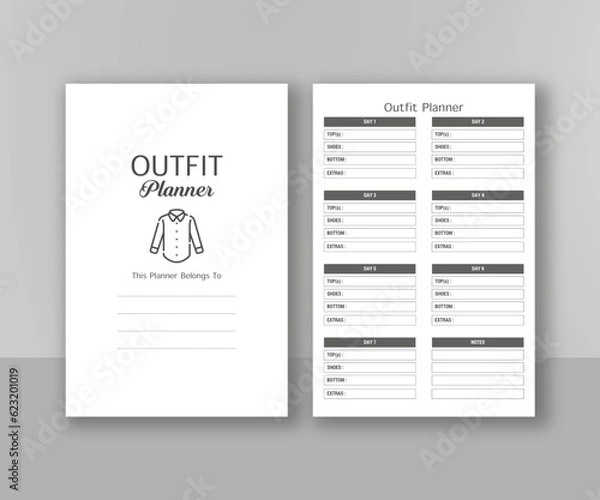 Obraz Outfit planner KDP interior journal, KDP interior log book