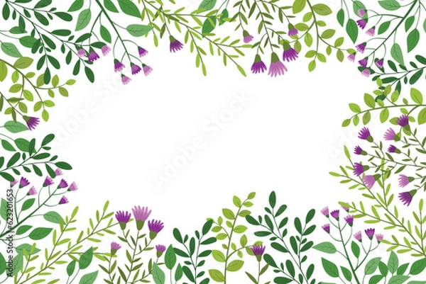 Fototapeta Cute hand drawn frame with floral elements
