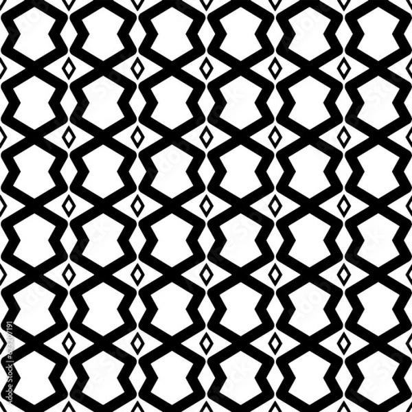 Fototapeta Seamless repeating pattern.  Black and white pattern for web page, textures, card, poster, fabric, textile.