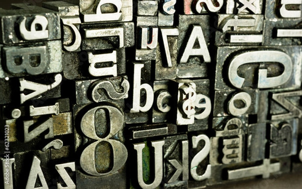Fototapeta Metal Type Printing Press Typeset Obsolete Typography Text