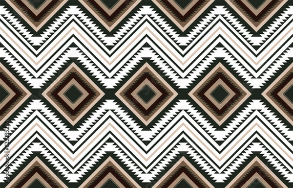 Fototapeta brown geometric pattern ethnic seamless fabric design for textile background,texture,batik,carpet,mosaic,ceramics,backdrop,wallpaper,clothing,craft,wall,floor,decorative,buildingretro,boho,wrapping
