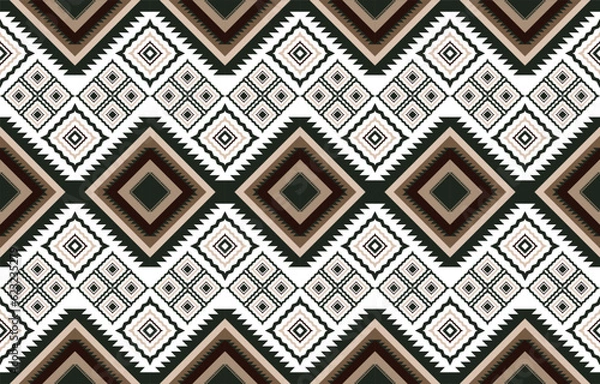 Fototapeta brown geometric pattern ethnic seamless fabric design for textile background,texture,batik,carpet,mosaic,ceramics,backdrop,wallpaper,clothing,craft,wall,floor,decorative,buildingretro,boho,wrapping
