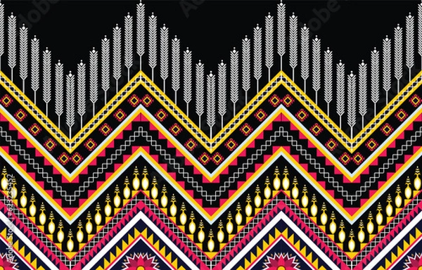 Fototapeta floral geometric pattern ethnic seamless fabric design for textile background,texture,batik,carpet,mosaic,ceramics,backdrop,wallpaper,clothing,craft,wall,floor,decorative,buildingretro,boho,wrappi