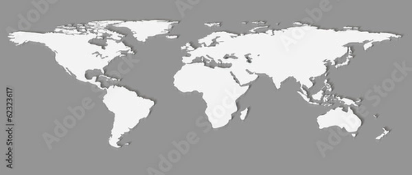 Fototapeta 3d vector world map illustration.