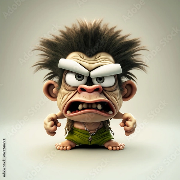 Fototapeta Cut funny face of cavemen, cartoons bring laughter and warmth, captivating hearts with their endearing expressions and charming antics.