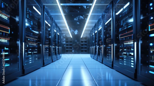 Fototapeta room with servers, data center