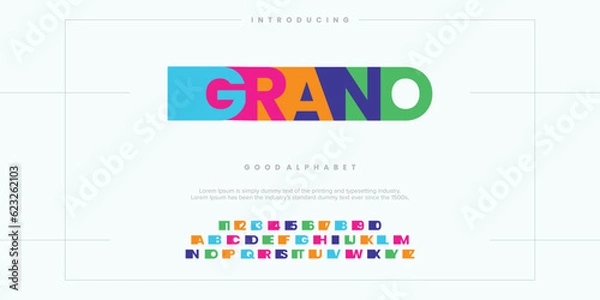 Obraz Modern minimal abstract alphabet fonts. Typography technology, electronic, movie, digital, music, future, logo creative font. vector illustration